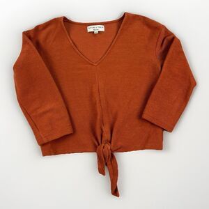 Madewell  Texture  And Thread Cropped Tie Front Top Burnt Orange Womens Size XXS